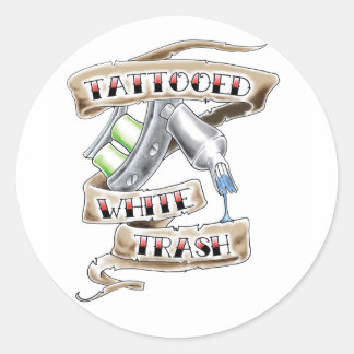 Getatoeëerde witte prullenbak Stickers