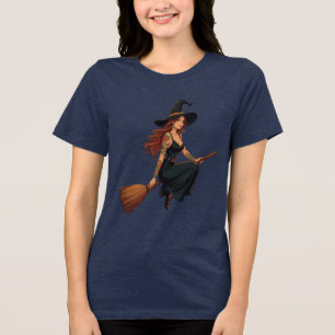Getatteerde heks zat naast een op maat gemaakte ve Tri-Blend shirt