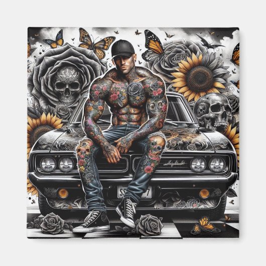 Getatteerde Man 2 inch magneet (Voorkant)