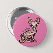 Getatteerde Meow Cat-knop Ronde Button 7,6 Cm (Voorkant /achterkant)