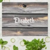 getekend door het weer als oude houten achtergrond theedoek (Gevouwen)