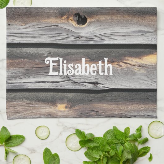 getekend door het weer als oude houten achtergrond theedoek (Gevouwen)