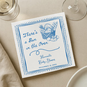 Getekende blauwe brood in de oven baby shower fees servet