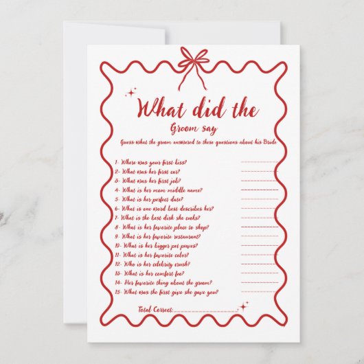 Getekende bruid bruidegom trivia bruiloft game kaa aankondiging (Voorkant)