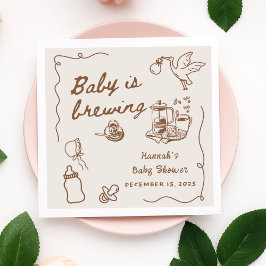 Getekende Coffee Baby is Brewing Baby Shower Servet