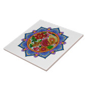 getekende Floral Mandala Tegeltje (Zijkant)