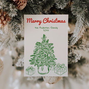  getekende linten boom Cadeau foto kerst Feestdagenkaart