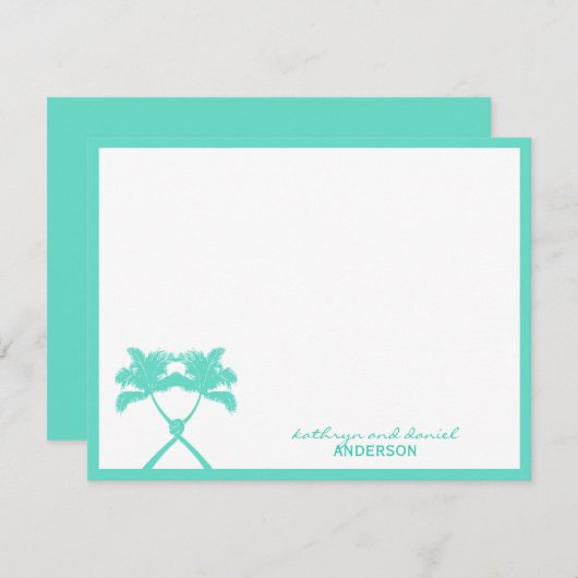 Getekte palmbomen Tropische bestemming bruiloft Bedankkaart (Voorkant / Achterkant)