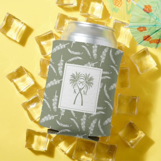 Getekte palmbomen Tropische bestemming bruiloft Blikjeskoeler (Insitu Zomer)