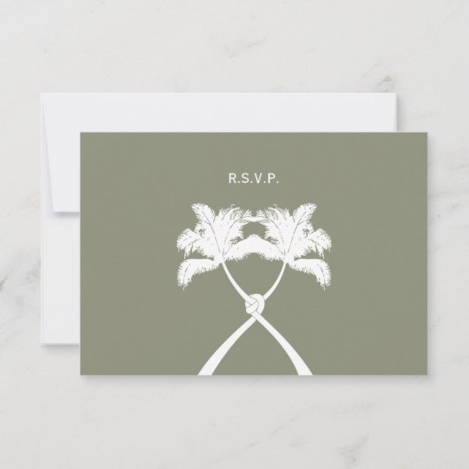 Getekte palmbomen Tropische bestemming bruiloft RSVP Kaartje (Achterkant)