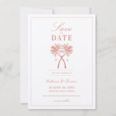 Getekte palmbomen Tropische bestemming bruiloft Save The Date (Voorkant)