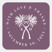 Getekte palmbomen Tropische bestemming bruiloft Vierkante Sticker (Voorkant)