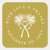 Getekte palmbomen Tropische bestemming bruiloft Vierkante Sticker (Voorkant)