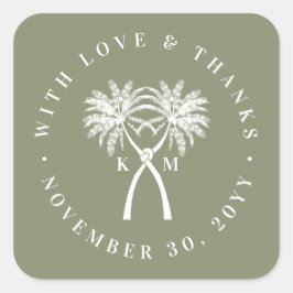 Getekte palmbomen Tropische bestemming bruiloft Vierkante Sticker