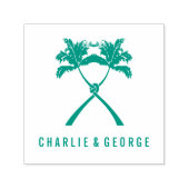 Getekte palmbomen Tropische bestemming bruiloft Zelfinktende Stempel (Design)