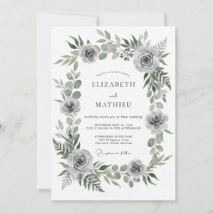 Getemperde grijze ranunculus eucalyptus bruiloft kaart