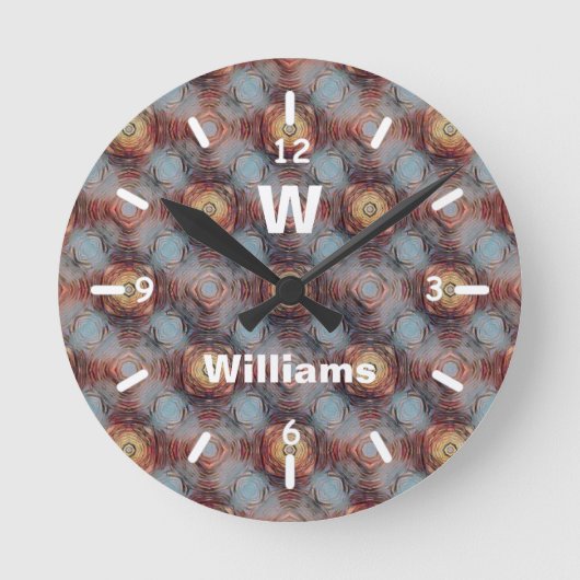 Getextureerd Abstract modern patroonmonogram Stone Ronde Klok (Voorkant)