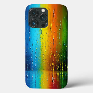 Getextureerd blauw Oranje groen regenboogpatroon iPhone 13 Pro Hoesje