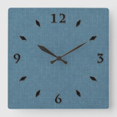 Getextureerd herringbone blauw. vierkante klok (Voorkant)