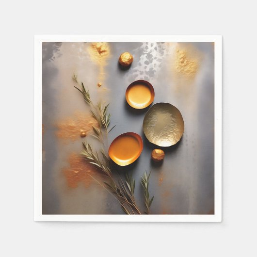 Getextureerd koper en okermetaal servet (Voorkant)