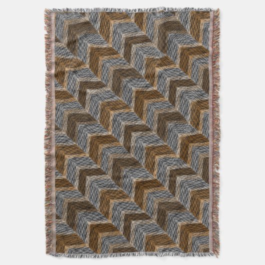 Getextureerd, zigzag, grijs en bruin deken (Voorkant Verticaal)