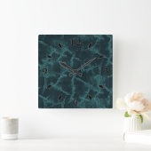 Getextureerd zwart en turkooise  vierkante klok (Huis)