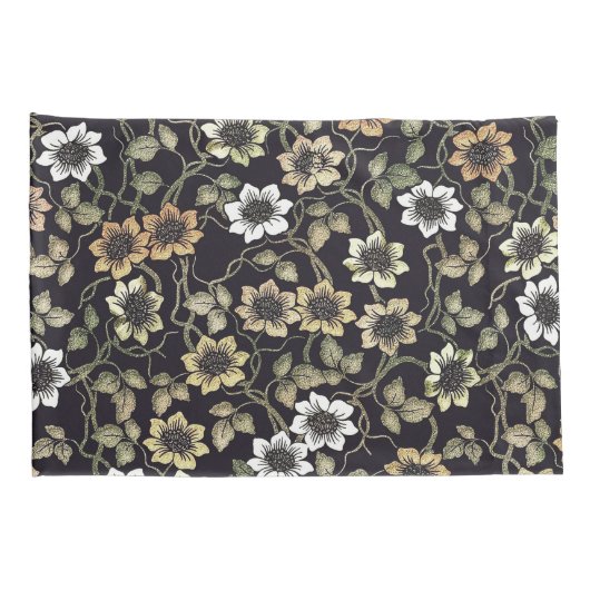 getextureerde Anemone Floral achtergrond | Kussensloop (Achterkant-Rechts)