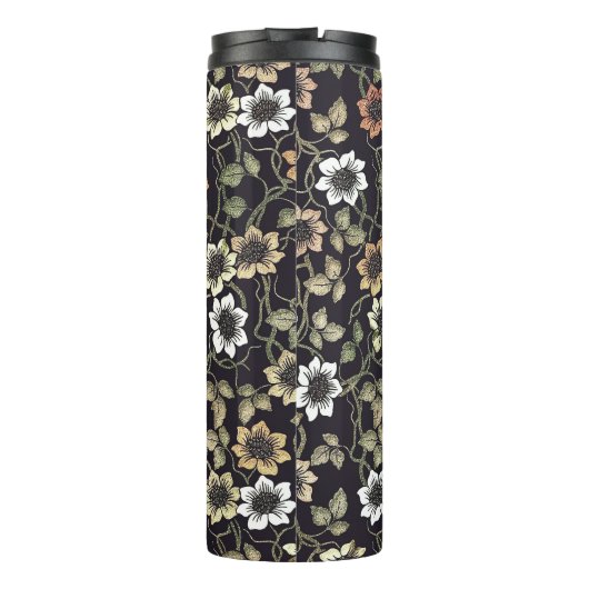 getextureerde Anemone Floral achtergrond | Thermosbeker (Achterkant)