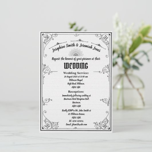 Getextureerde Art Deco Bruiloft e Kaart Uitnodigin (Staand voorkant)