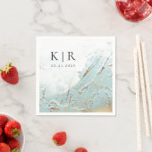 getextureerde blauw goud moderne bruiloft papier s servet (Insitu)