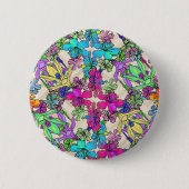 Getextureerde bloemkunst ronde button 5,7 cm (Voorkant)