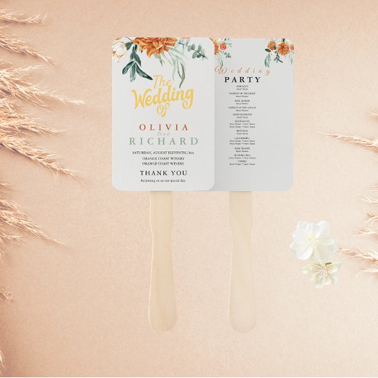Getextureerde Boho Pampas Gras Trouwprogramma Hand Handwaaier