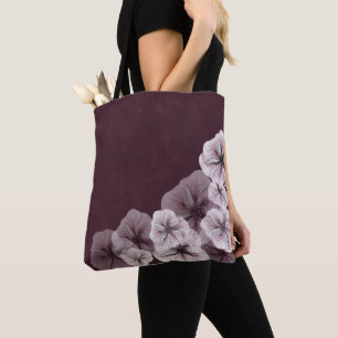 Getextureerde Bourgogne met bloemen Tote Bag