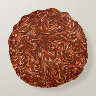 Getextureerde bruine terracotta rond kussen