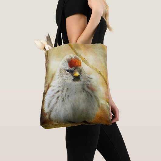 Getextureerde Common Redpoll Songbird Canvas tas (Dichtbij)