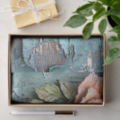 Getextureerde Coral Rozen op Distressed Blauwgroen Tissuepapier (Geschenk)