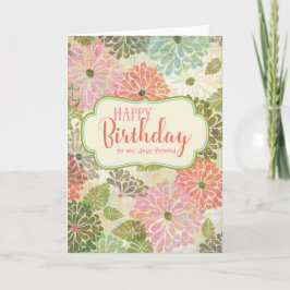 Getextureerde Floral Happy Birthday Kaart voor haa
