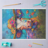 Getextureerde Floral Whimsical Koe schilderij Deco Tissuepapier (Craft)