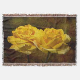 Getextureerde gele rozen Throw Blanket Deken