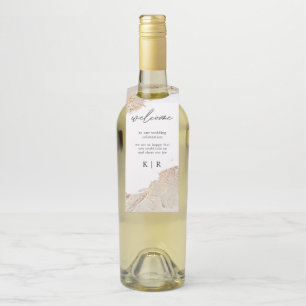 Getextureerde gouden bruiloft fles hanger Labels