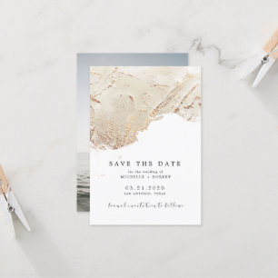 Getextureerde goudfolie foto Save the Date uitnodi Kaart