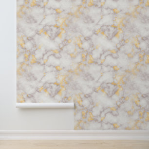Getextureerde Ivory Marmer met Goud Hardlopende Gr Behang