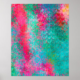 Getextureerde Kleurrijke Abstracte Aquarel Schilde Poster
