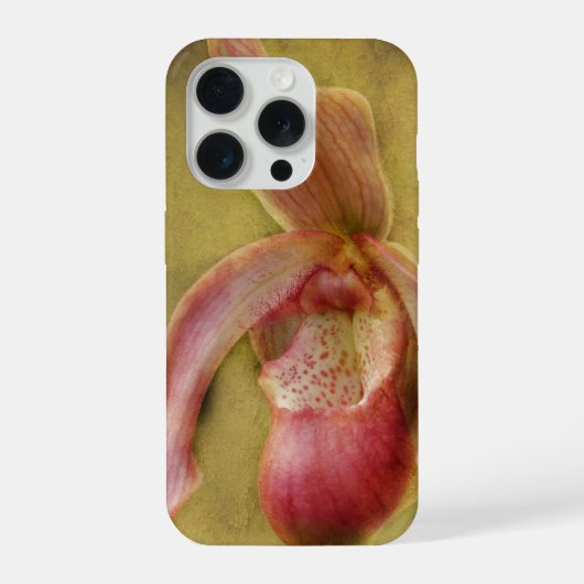 Getextureerde Lady Slipper Orchidee iPhone Hoesje (Achterkant)