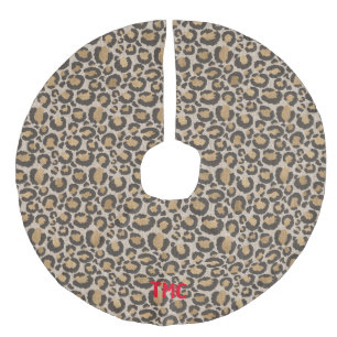 Getextureerde luipaard print rode INITIALEN chique Imitatie Linnen Kerstboom Kleed