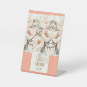 Getextureerde olieverfstijl pioenen - elegante mot reclamebord met voetstuk (Voorkant)