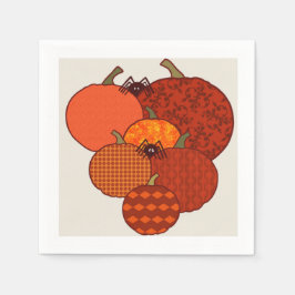 Getextureerde pompoenen met pluizige spinnen servet