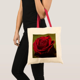 Getextureerde rode rozenCanvas tas