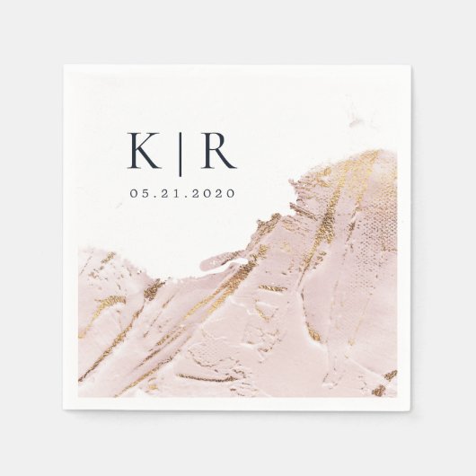 getextureerde roos gouden moderne bruiloft papier  servet (Voorkant)