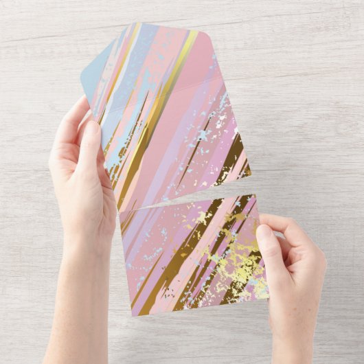 Getextureerde roze achtergrond all in one uitnodiging (Afscheurbaar)